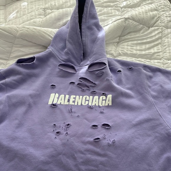 Balenciaga | Jackets u0026 Coats | Mens Oversized Balenciaga Ripped Hoodie |  Poshmark